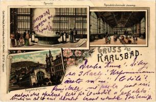1898 (Vorläufer) Karlovy Vary, Karlsbad; Sprudel, Sprudelcolonnade Inneres. Carl Otto Hayd Art Nouveau, floral, litho (fa)