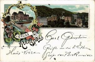 1898 (Vorläufer) Karlovy Vary, Karlsbad; Kaiserbad. Art Nouveau, floral, litho (EK)
