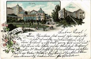 1899 (Vorläufer) Karlovy Vary, Karlsbad; Stadtpark, Parkstrasse. Art Nouveau, floral, litho (cut)
