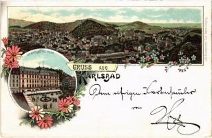 1899 (Vorläufer) Karlovy Vary, Karlsbad; Grand Hotel Pupp. Art Nouveau, floral, litho (EK)