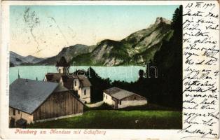 1909 Plomberg am Mondsee mit Schafberg (EK)