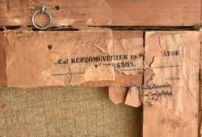 Döbröczöni Kálmán (1899-1966): Tanulmányfej, 1930-as évek. Olaj, vászon, jelzett. Hátoldalán töredék...