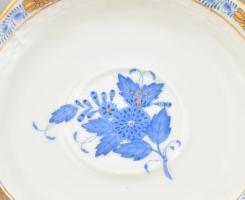 6 db Herendi kék Apponyi mintás, teáscsésze alj, jelzett, kézzel festett porcelán, alján: Candida Tu...