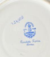 6 db Herendi kék Apponyi mintás, teáscsésze alj, jelzett, kézzel festett porcelán, alján: Candida Tu...