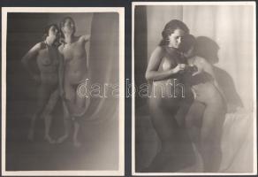 Kankovszky Ervin (1884-1945): Páros akt fotó sorozat, 7 db, a hátoldalán pecséttel jelzett fotó, az egyik szélén kis szakadással, 22x16 cm és 23x16,5 cm közötti méretben