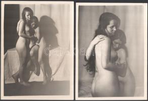 Kankovszky Ervin (1884-1945): Páros akt fotó sorozat, 7 db, a hátoldalán pecséttel jelzett fotó, az ...