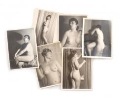 Kankovszky Ervin (1884-1945): Akt fotó sorozat, 6 db, a hátoldalán pecséttel jelzett fotó,23x17 cm és 22x17 cm közötti méretben