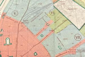 1914 Budapest övezeti beosztása, az Építésügyi Szabályzathoz tartozó térképe, 1:25.000, Bp., Főváros...