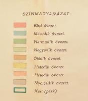 1914 Budapest övezeti beosztása, az Építésügyi Szabályzathoz tartozó térképe, 1:25.000, Bp., Főváros...