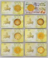 7db-os aranyozott "EUROPA" emlékérem-tétel multicolor rátéttel, mindegyik műanyag tokban, ...