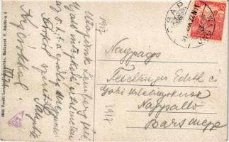 1917 Csap, Chop, Cop; Fő utca, templom. Vasúti levelezőlapárusítás 8844. / main street, church (vágo...