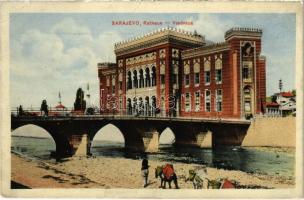 1915 Sarajevo, Rathaus / Viecnica / town hall, bridge + M. kir. budapesti 29. népfelkelő ezred 10. század (EK)