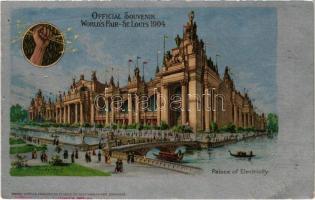 1904 Saint Louis, St. Louis; Worlds Fair. Palace of Electricity. Art Nouveau, silver postcard litho s: Wunderlich (Rb)
