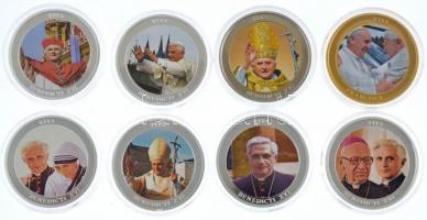 Vatikán ~2013. "XVI. Benedek élete" 7db-os kétoldalas, ezüstözött fém emlékérem-tétel, multicolor rátéttel + ~2013. "Ferenc pápa élete" kétoldalas, aranyozott fém emlékérem, multicolor rátéttel T:PP Vatican ~2013. "Vita Benedicti XVI" 7pcs two-sided silvered metal medallion lot, with multicolor inlay + ~2013. "Vita Francisci" two-sided gilt metal medallion, with multicolor inlay C:PP