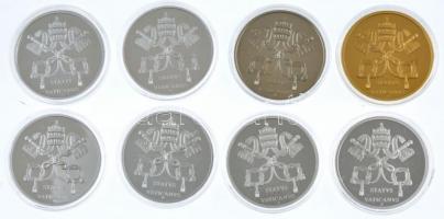 Vatikán ~2013. "XVI. Benedek élete" 7db-os kétoldalas, ezüstözött fém emlékérem-tétel, mul...