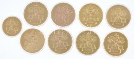 Vatikán ~2015. "Pápák" 9db-os kétoldalas, aranyozott fém emlékérem-tétel T:PP
Vatican ~20...