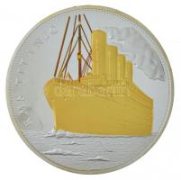 DN Titanic kétoldalas, ezüstözött, részben aranyozott emlékérem (70mm) T:PP ND Titanic two-sided, silvered, partially gilt medallion (70mm) C:PP