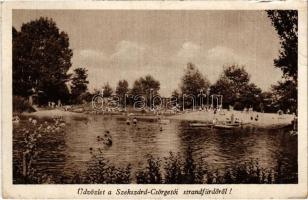 1950 Szekszárd, Csörge-tó strandfürdő, fürdőzők. Gauzer kiadása (EB)