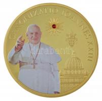 DN XXIII. János szentté avatása kétoldalas, aranyozott emlékérem multicolor rátéttel (70mm) T:PP ND Canonizatio Ioannes XXIII two-sided, gilt medallion with multicolor inlay (70mm) C:PP