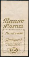 cca 1920-1930 Bp., Bauer Samu cukrász díszes reklám papírtasakja, kissé foltos, 28x14 cm