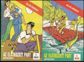 1983 Az elátkozott part 1-2. rész, Rejtő Jenő képregény-sorozat. Bp., Ifjúsági Lapkiadó Vállalat. Az egyik borítón kisebb szakadással.