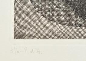 Anna Maria Maiolino (1942-): Geometria (cím nélkül). Rézkarc, papír, jelzett. Paszpartuban. 12,5×16 ...