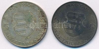 1947. 5Ft Ag "Kossuth" (2x) T:2-,3 patina Adamo F8.1