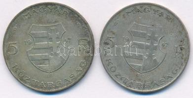 1947. 5Ft Ag "Kossuth" (2x) T:2-,3 patina Adamo F8.1