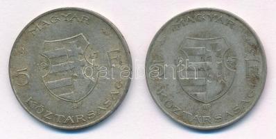 1947. 5Ft Ag "Kossuth" (2x) T:2-,3 patina Adamo F8.1