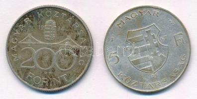 1947. 5Ft Ag "Kossuth" + 1994. 200Ft Ag "Deák" T:3,2 patina Adamo F8.1, F13.1