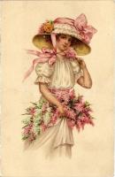 1914 Lady art postcard