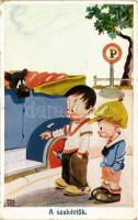 1938 A szakértők / Children art postcard, humour s: Max Otto (EB)