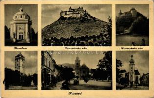 1939 Rozsnyó, Roznava; Krasznahorka vára, mauzóleum, Rákóczi őrtorony, templomok / Krasnohorske Podhradie, castle, mausoleum, watch tower, churches