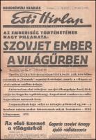 1961 Esti Hírlap politikai napilap, VI. évf. április 13., rendkívüli kiadás, Szovjet ember a világűrben (Gagarin). Bp., Szikra-ny., 2 p., szakadásokkal