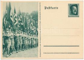 Feldpostkarte zum Reichsparteitag / NSDAP German Nazi Party propaganda, swastika. 6 Ga. Adolf Hitler