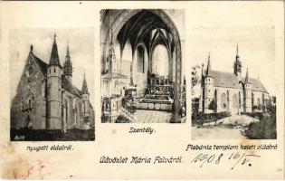 1908 Máriafalva, Mariasdorf; Plébánia templom nyugati és keleti oldala, szentély belső / Pfarrkirche, Heiligtum / church interior, sanctuary (fl)