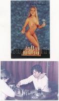 16 db MODERN sakk motívum képeslap, közte pár erotikus / 16 modern chess motive postcards with some ...
