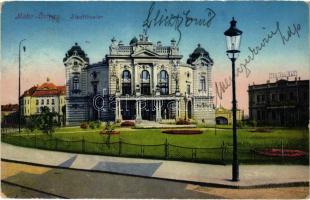 1916 Ostrava, Moravská Ostrava, Mährisch Ostrau; Stadttheater, Central-Bad / theatre, bath (EK)