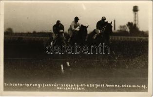 1927 Wien, Vienna, Bécs; Tribünen Sprung: (lesvár-Steeple-Chase), Herrenreiten / lóverseny / horse race. photo