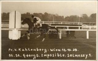 1929 Wien, Vienna, Bécs; Pr. v. Kahlenberg, St. St. Georgs, Imposible, Selmeszy 1. / lóverseny / horse race. photo A. Feuerzeug
