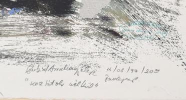 Rubint Ávrahám Péter (1959-): Korlátok nélkül, 1997. Olaj, papír, jelzett, kartonra kasírozva, 66x91...