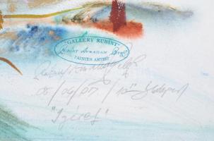 Rubint Ávrahám Péter (1959-): Ígéret. Olaj, papír, jelzett, kartonra kasírozva, 66x91,5 cm