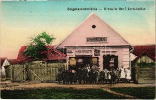 1908 Szigetszentmiklós, Kremzier Benő vegyeskereskedés üzlete, bor és sör mérése zárt palackokban