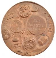 Miró Eszter (1935-2006) 1968. Egyoldalas öntött bronz emlékérem rajta az 1848. 1kr és Ausztria 1892-1916. 1h érmék képével (71-72mm) T:2