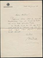 1948 Dinnyés Lajos (1901-1961) miniszterelnök autográf levele feleségének, miniszterelnöki levélpapíron