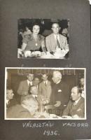 1948-52 Dinnyés Lajos (1901-1961) miniszterelnök érdekes fotóalbuma, benne sport (motorcsónak), Római part, Budapest városkép, strand, ismert személyek (Rátonyi Róbert, Orlay Chappy) összesen 55 db fotó