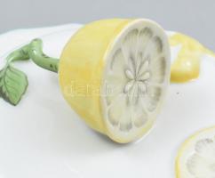 Herendi virágmintás vajtartó fedő és előételes tányér, kézzel festett porcelán, jelzett, hibátlan, d...