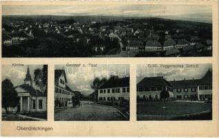 1918 Oberdischingen, Kirche, Gasthof z. Post, Gräfl. Fuggersches Schloß / church, inn, castle