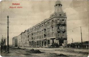 Budapest XI. Átlós út (Bartók Béla út), Kohn J. Gyula és Molnár József üzlete, villamossín, bor, sör és pálinka (Rb)