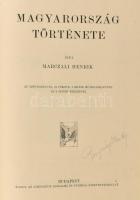 Marczali Henrik: Magyarország története. A Műveltség Könyvtára. Bp., 1911, Athenaeum, (8)+724 p. Számos szövegközi fekete-fehér illusztrációval. Oldalszámozáson kívül térképekkel, képtáblákkal, mellékletekkel. Kiadói szecessziós, aranyozott, dombornyomásos félbőr-kötés, fém plakettel, a gerincen kisebb sérülések, kopásnyomok.